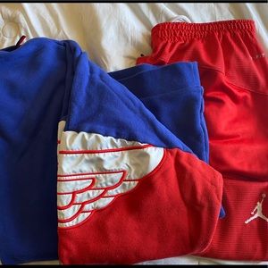 Men’s Jordan’s Red Sweats & Crewneck Sweatshirt